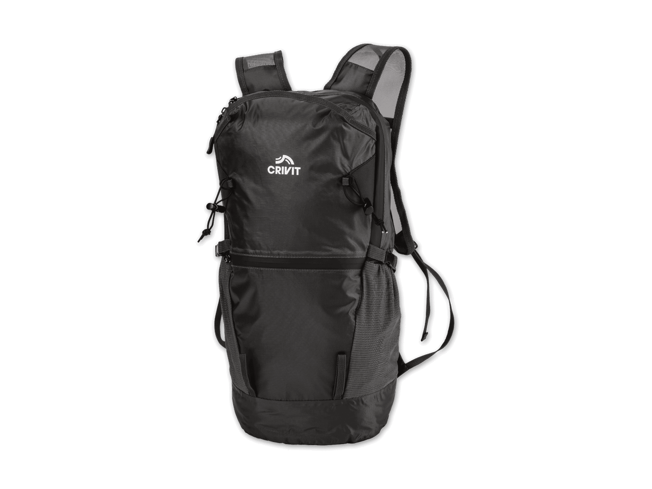 Schwarzer Crivit Rucksack mit Schultergurten und Kordelzugverschluss.
