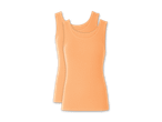 Zwei orangefarbene Tanktops liegen übereinander.