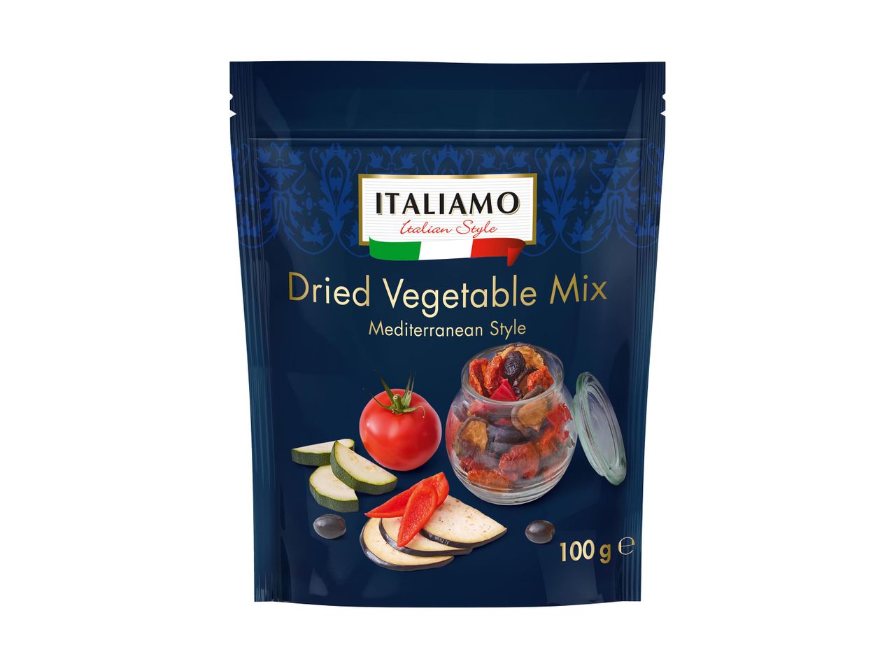 Italiano márkájú szárított zöldségkeverék tasakban.