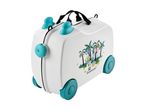 Children's rolling suitcase with tropical theme.