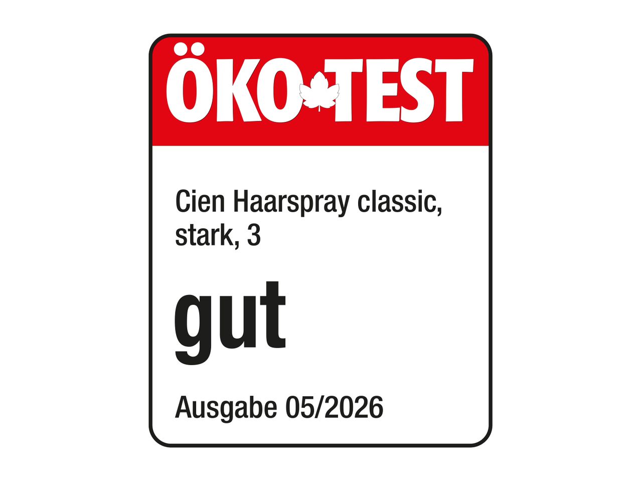 ÖKO-TEST Bewertung für Haarspray: gut, Ausgabe 05/2026