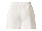 White crinkled cotton shorts with an elasticated waist