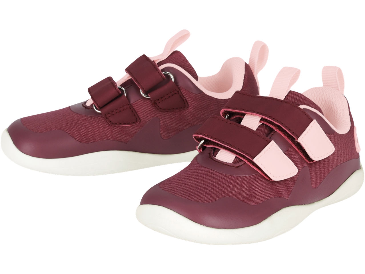 Încălțăminte copii LUPILU bordo cu închidere cu arici și detalii roz.