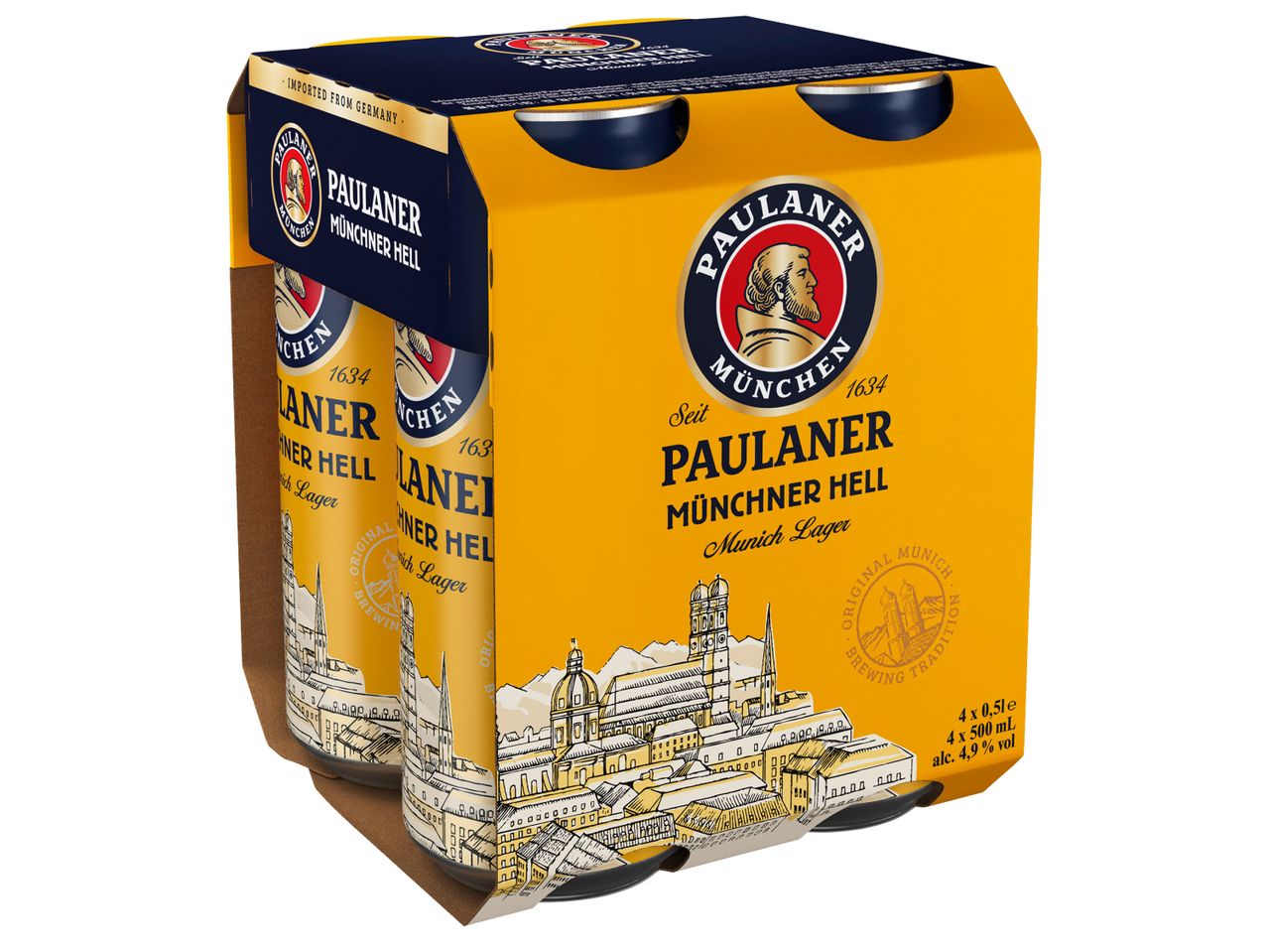 Paulaner Бира, 4.9% алк., 4 х 0.5 l/опаковка.
