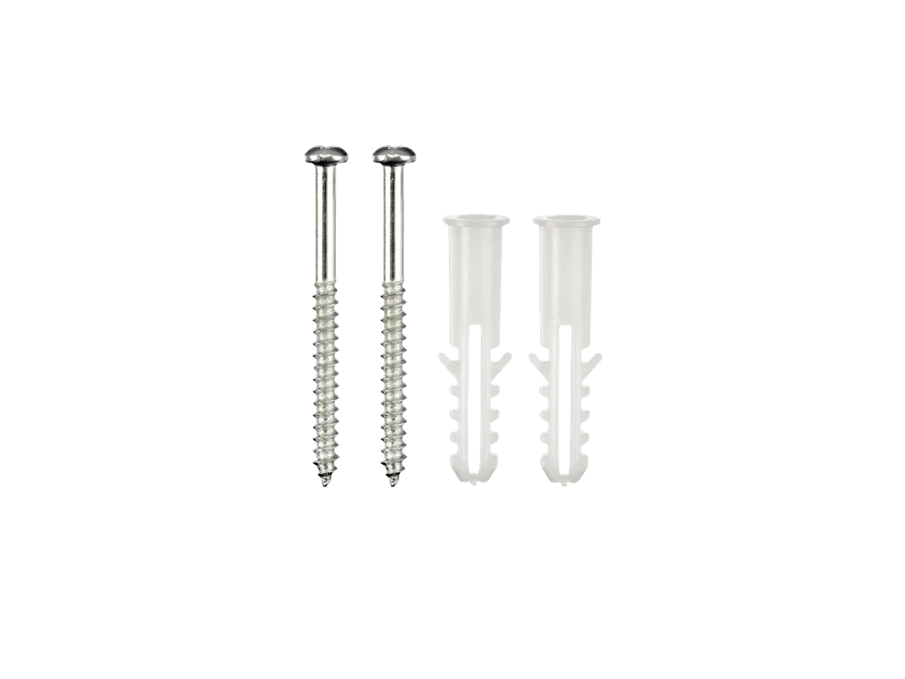 Two screws and two wall plugs for mounting a TRONIC® 2000W Wall-Mounted Ceramic Fan Heater.