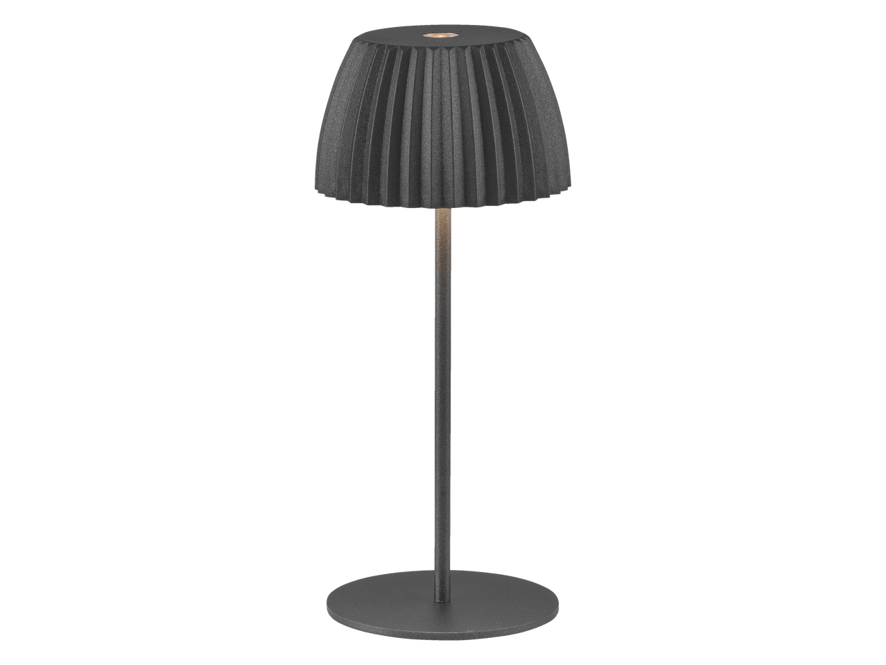 LIVARNO home Cordless LED Table Lamp with a pleated dark gray shade