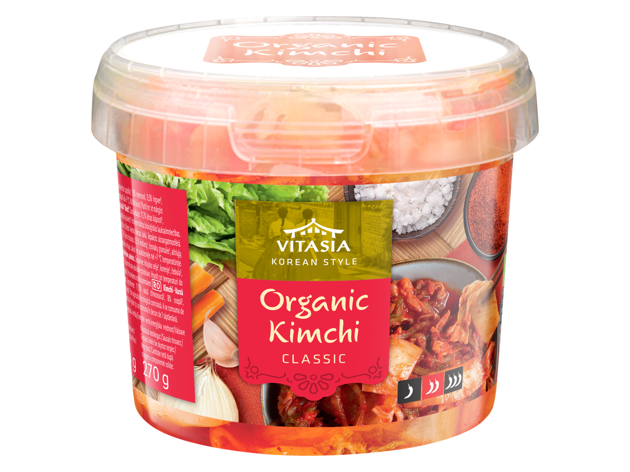 Orgaaniline kimchi klassikalises Korea stiilis, 270g pakendis.
