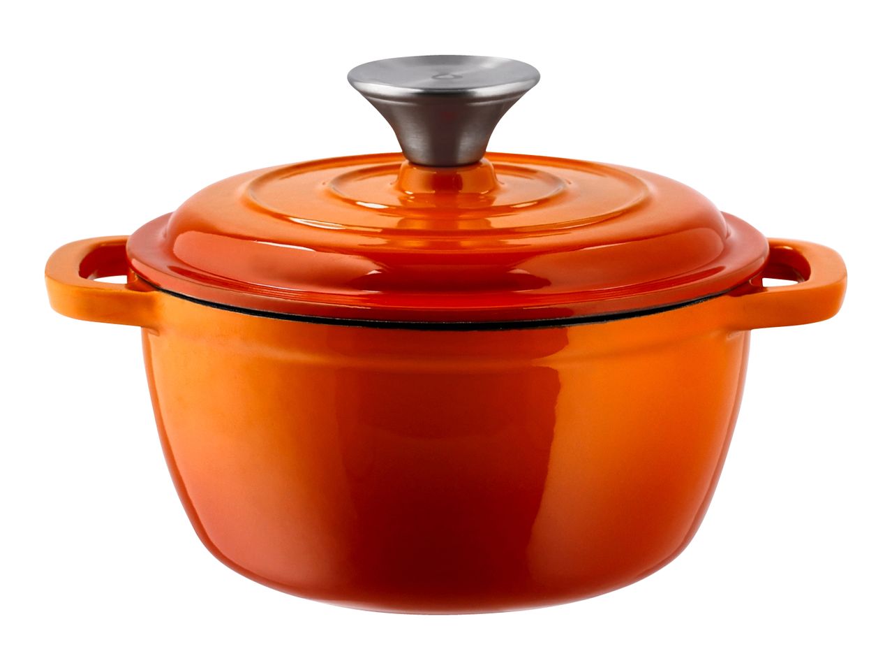 Silvercrest 1.35L Cast Iron Casserole Dish - Orange