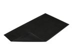 Black rectangular doormat with a non-slip backing shown folded back at one corner