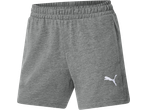 Pantaloni scurți gri PUMA de damă cu talie elastică și logo alb.