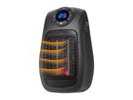 Black portable electric heater with digital display showing '25' and orange heat waves