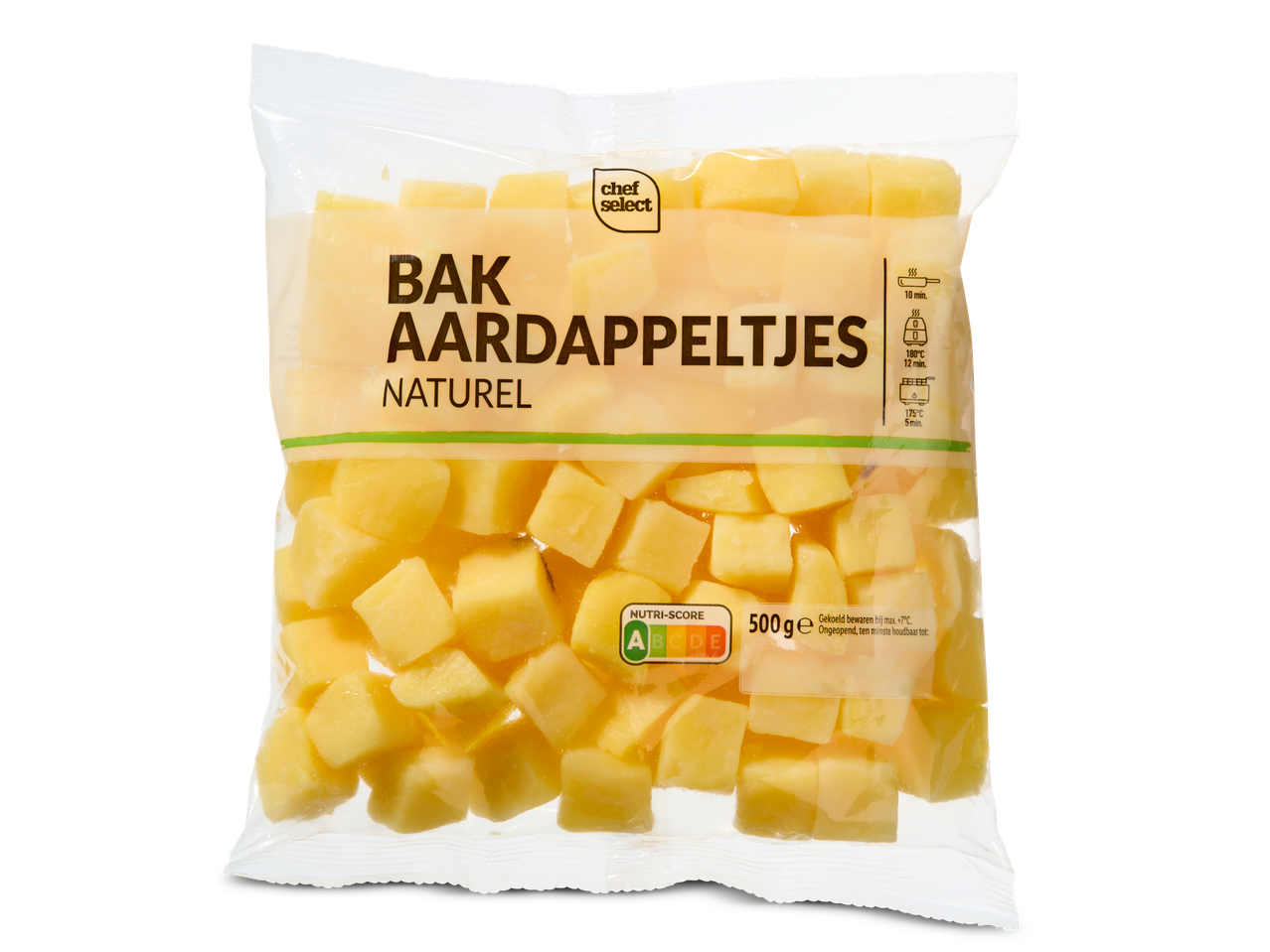Chef Select aardappelblokjes, klaar om te koken.