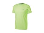 Lime green short-sleeved sports t-shirt with a subtle pattern and reflective logo.