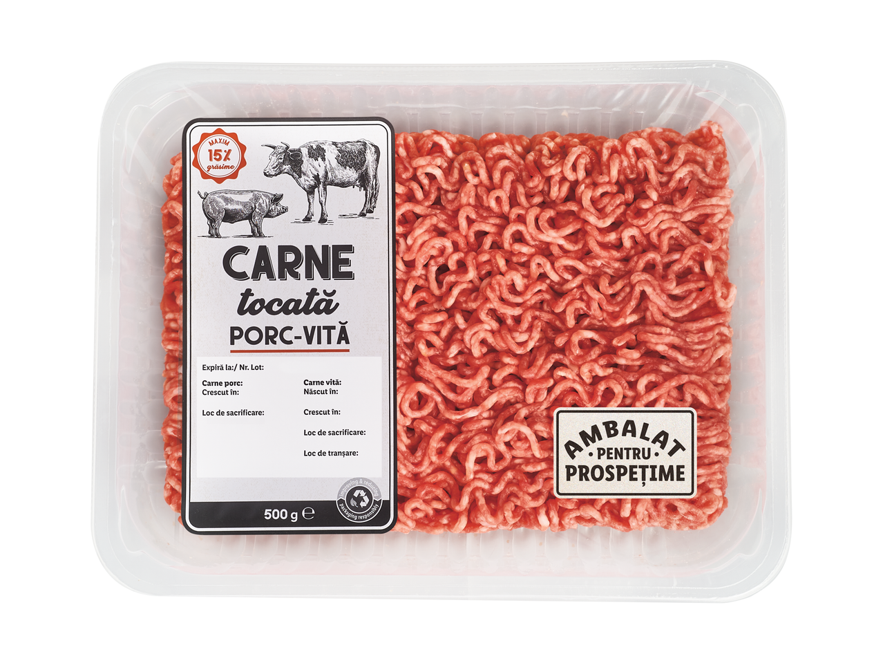 500g carne tocată de vită și porc.