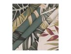 Tropical leaf patterned fabrics in green and beige shades.