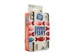 Travel pack of a board game called Sounds Fishy, for ages 10+ and 4-8 players.