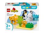Toy box with penguins and lions, promoting logical thinking and self-expression for ages 2+, 10 pieces.