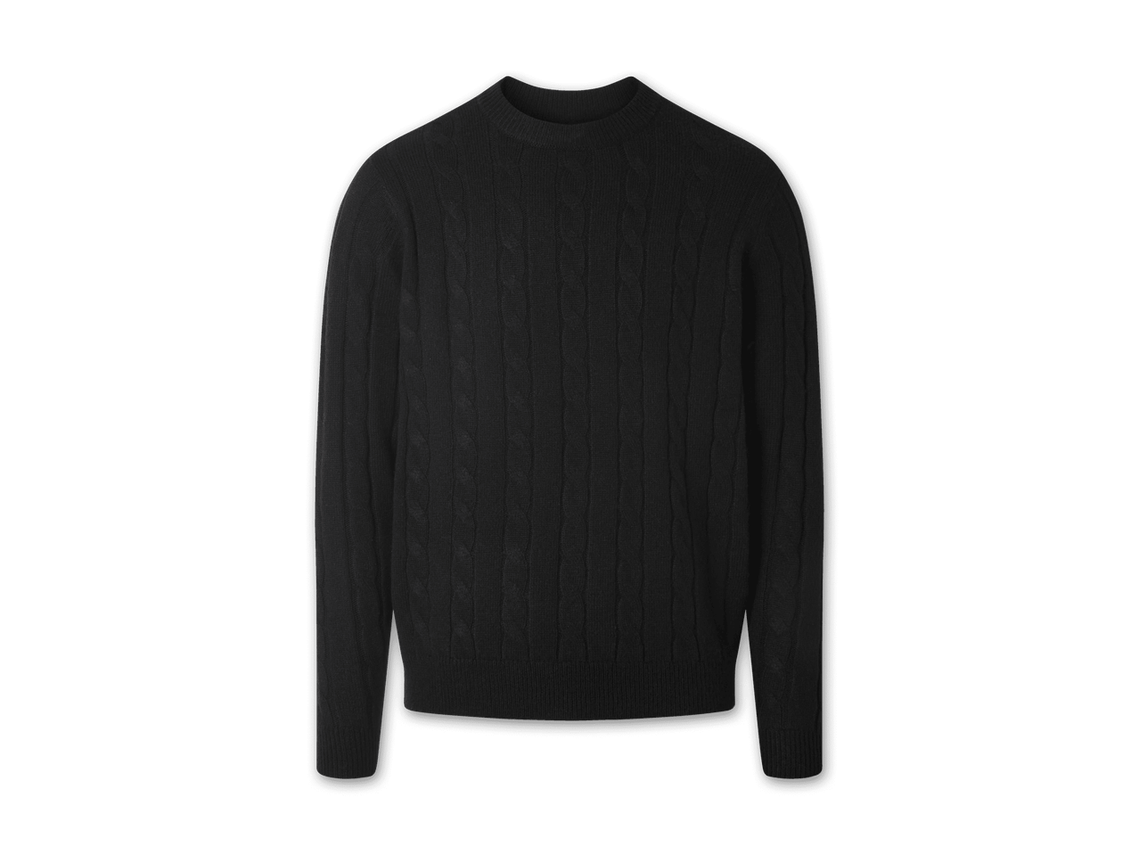 Schwarzer Herren-Pullover mit Zopfmuster