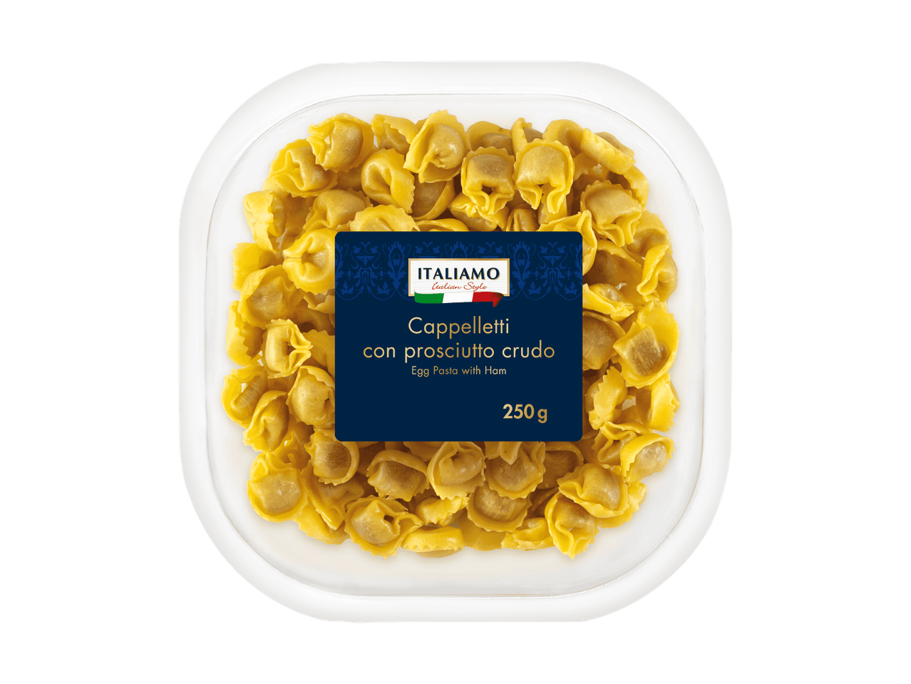 Cappelletti au jambon cru dans un emballage de 250g.