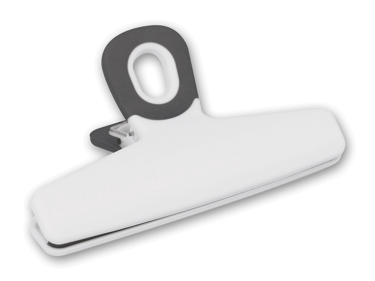 Weißer und grauer Beutelclip