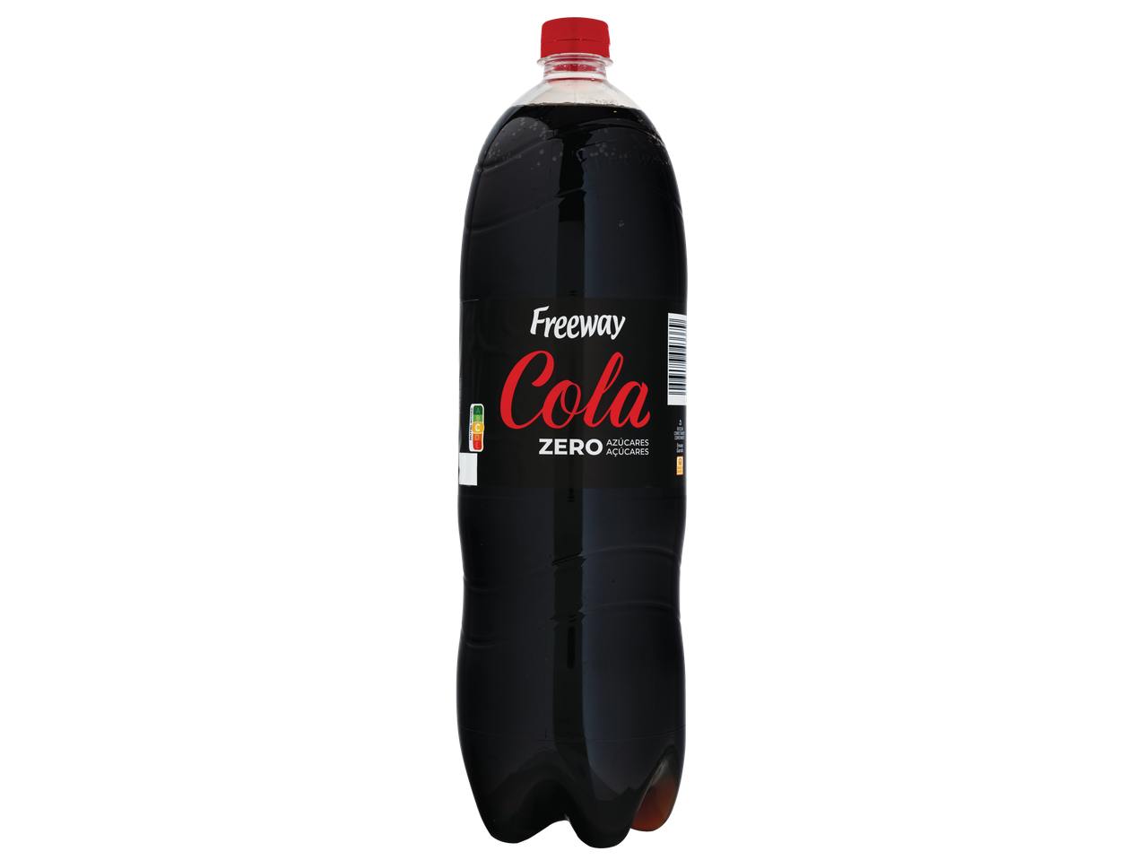 Uma garrafa de Freeway Cola Zero.