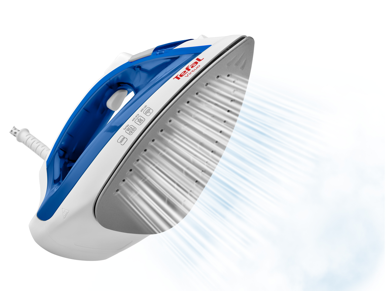 Tefal Virtuo sinine ja valge aurutriikraud nähtava auruga