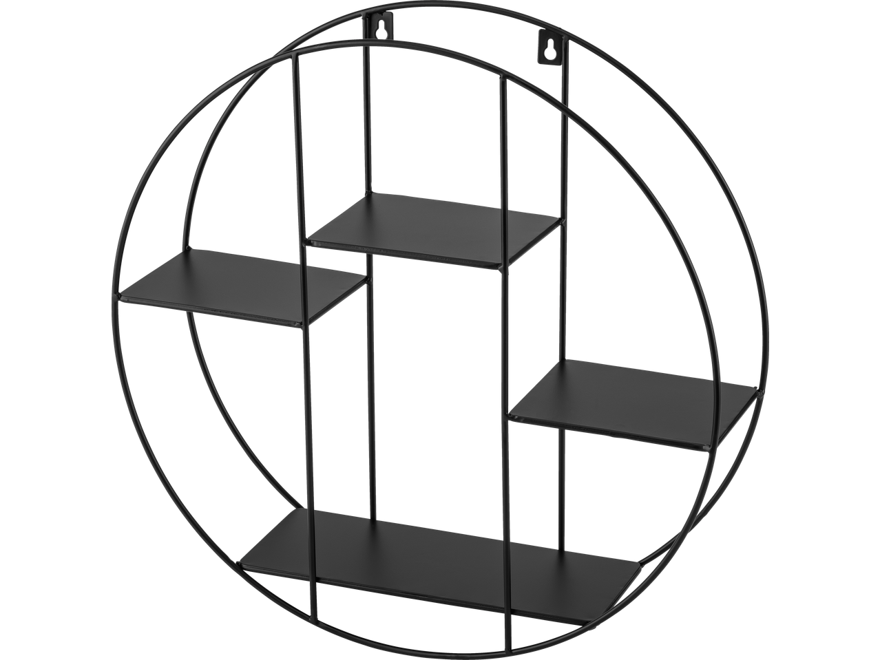 LIVARNO Polica za zid: Στρογγυλή μαύρη μεταλλική επιτοίχια ραφιέρα με τέσσερα επίπεδα
