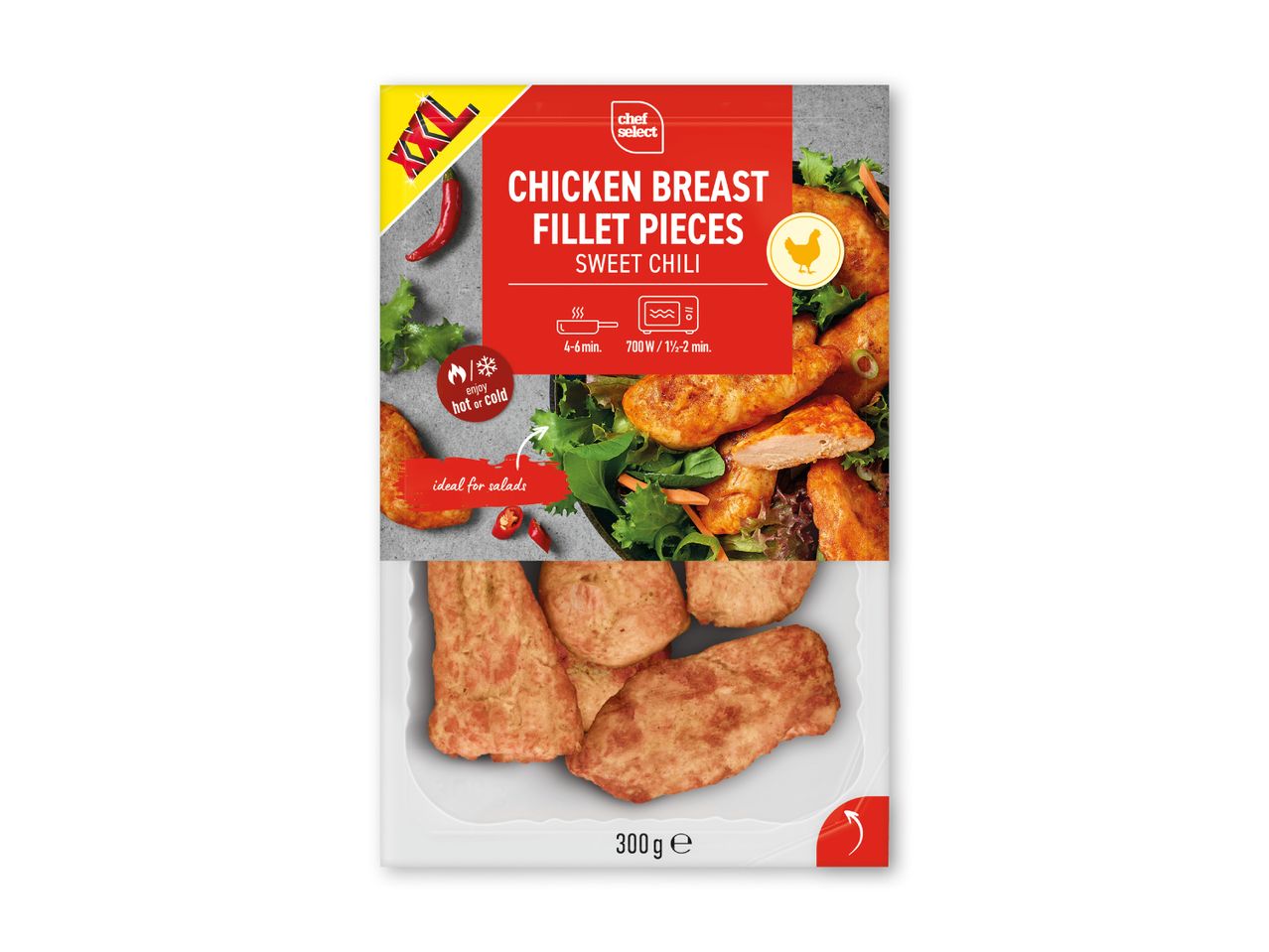 Chef Select's XXL Sweet Chili Chicken Breast Fillet Pieces (300g).