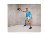 Man exercising with a kettlebell and athletic wear.
