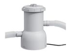 White pool filter pump with hoses and power cord