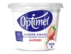 Witte kuip magere kwark met magere yoghurt en aardbei, 500g, 0% vet, geen suiker toegevoegd.