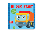 Bilderbuch 'In der Stadt' mit niedlichem Lastwagenmotiv.