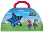 Super Mario art case with crayons and pencils featuring Mario and Luigi.