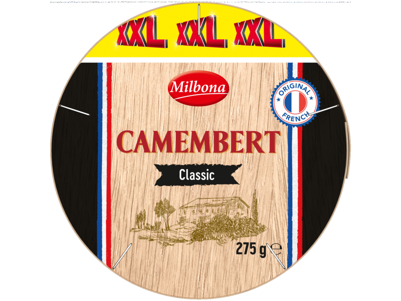 Queijo Camembert Classic Milbona, 275 g, francês.