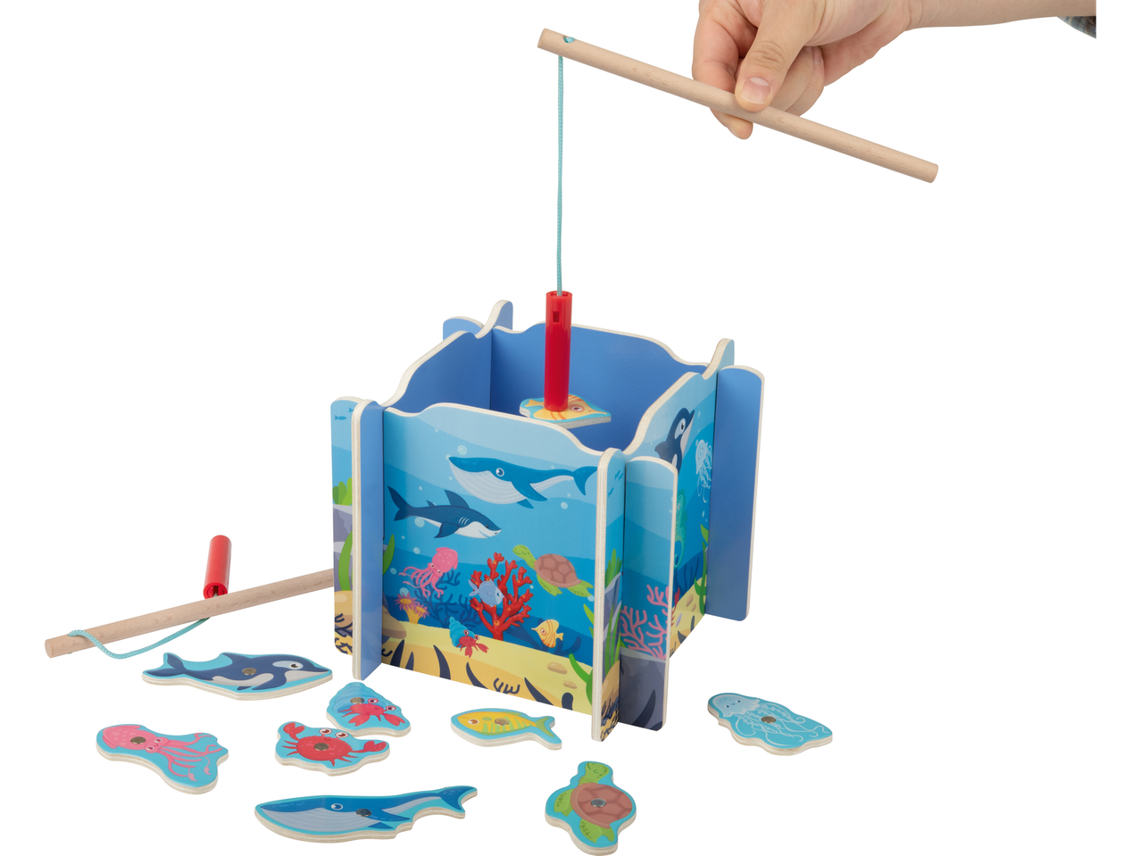 LUPILU® izglītojoša koka rotaļlieta: makšķerēšanas spēle ar jūras dzīvniekiem
