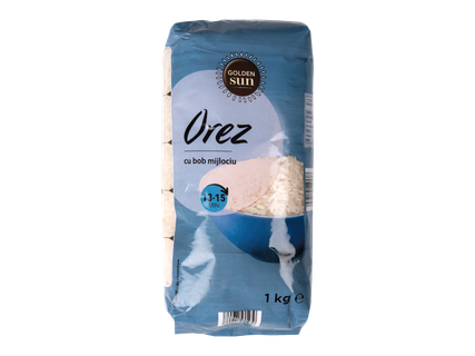 Pachet de 1 kg de orez Golden Sun bob mediu.