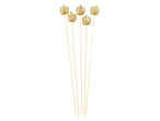 Five golden glitter apples on sticks, part of a Christmas dried pick mix.