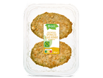 Twee Vemondo vegetarische spinazie-kaas burgers in een verpakking.