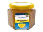 Eridanous Bergamot Peel in Syrup, 453g jar with a yellow lid.