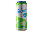 Soproni 0% alkoholmentes sör lime-menta ízben, zöld és ezüst dobozban.