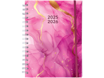 Спирални планер за 2025. и 2026. годину, ружичасто-златни дизајн.