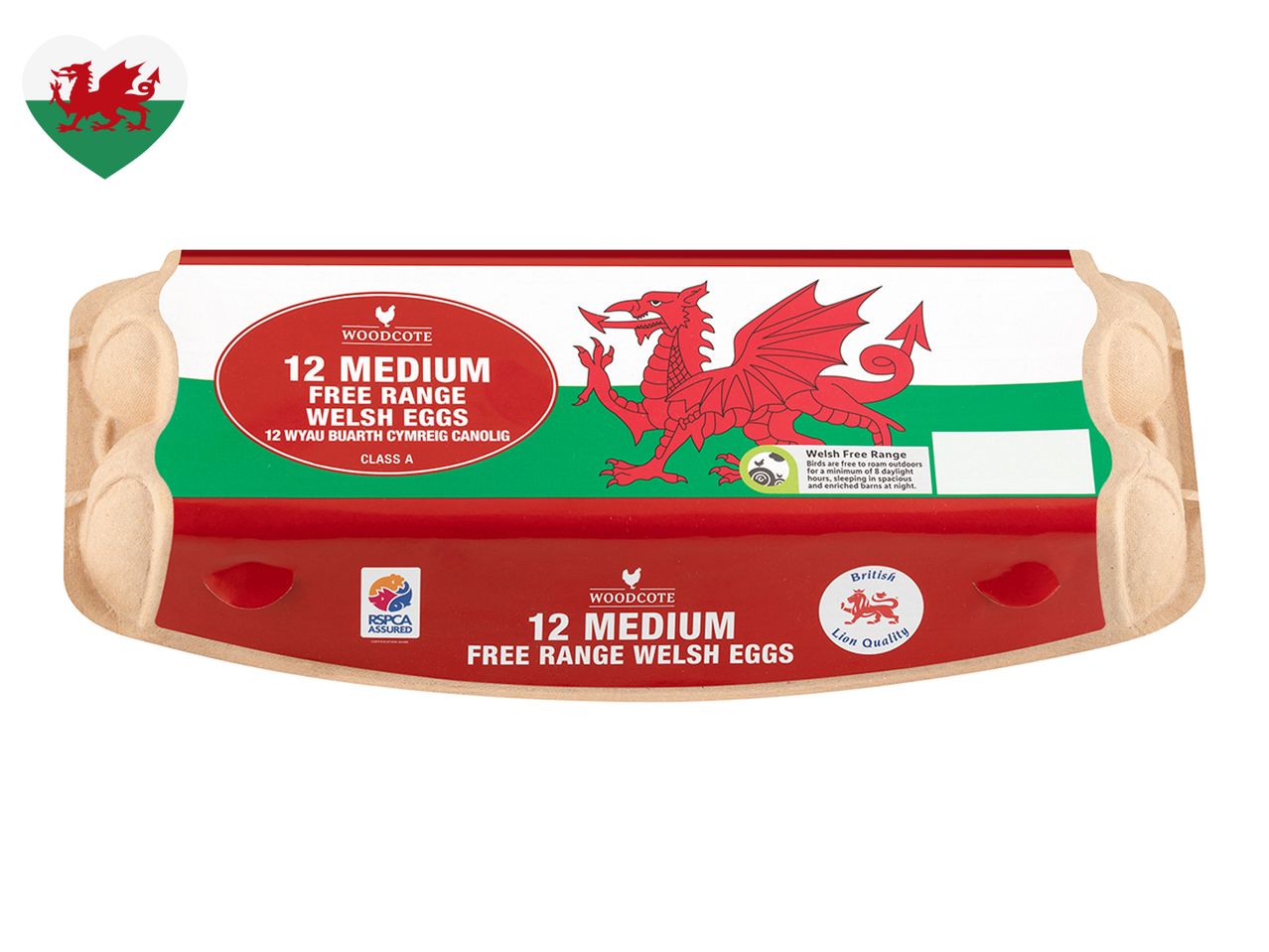 12 Woodcote medium free-range Welsh eggs.