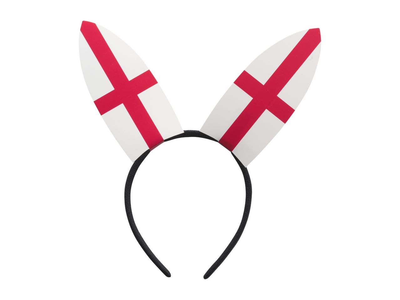 Headband with bunny ears featuring the flag of England