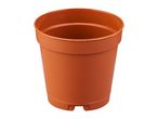 Empty brown plastic plant pot