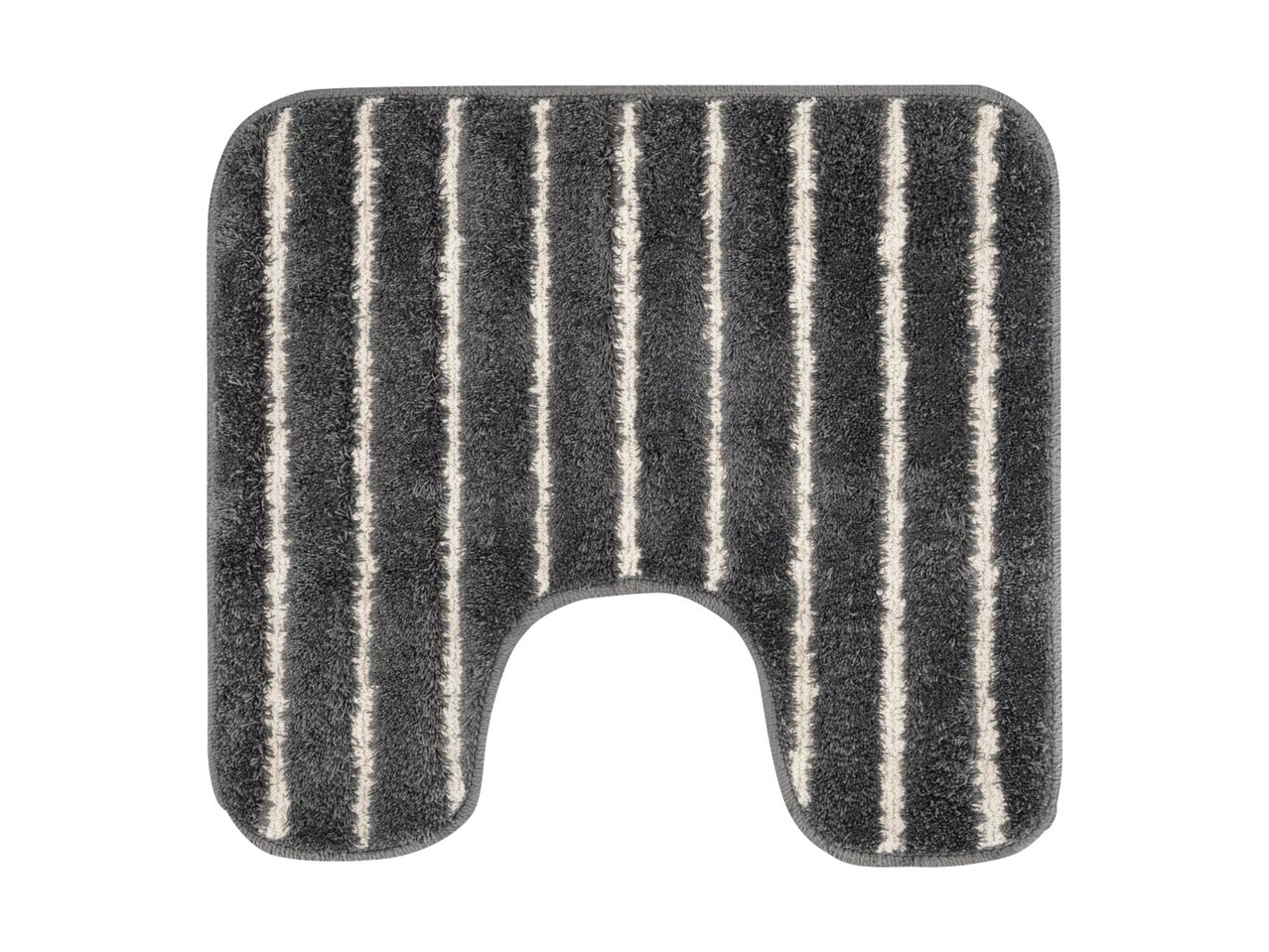 Grey toilet mat with white stripes