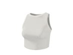 Crop top canelado Esmara branco, sem mangas e gola redonda.