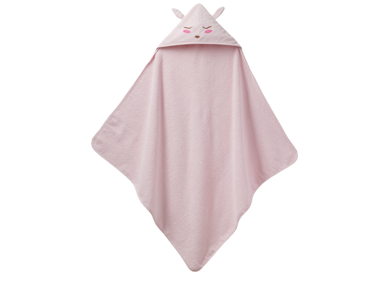 Lupilu babydoek met capuchon in het roze met een schattig dierengezichtje.