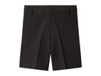 Black shorts with belt loops and pleats, suitable for school or formal wear.