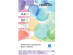 CRELANDO A4 schetsblok met 80 vellen, 80 g/m², met aquarelachtige achtergrond.