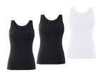 Tre simple tanktops i sort og hvid.